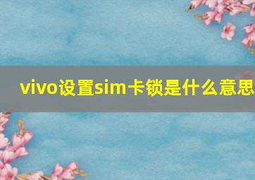 vivo设置sim卡锁是什么意思