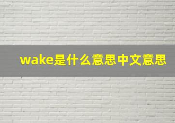 wake是什么意思中文意思