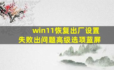 win11恢复出厂设置失败出问题高级选项蓝屏