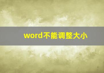 word不能调整大小