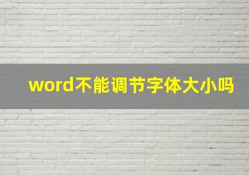 word不能调节字体大小吗