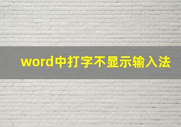 word中打字不显示输入法