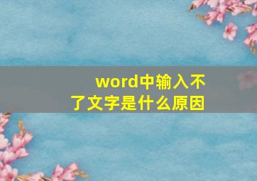 word中输入不了文字是什么原因