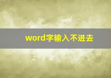 word字输入不进去