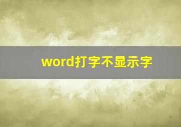 word打字不显示字