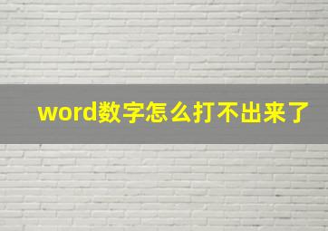 word数字怎么打不出来了