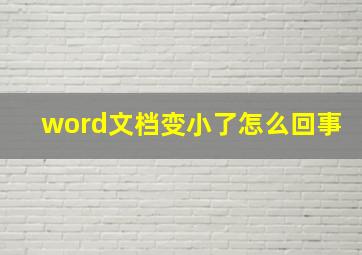 word文档变小了怎么回事