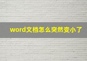 word文档怎么突然变小了