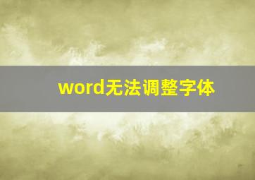 word无法调整字体