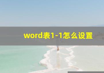 word表1-1怎么设置