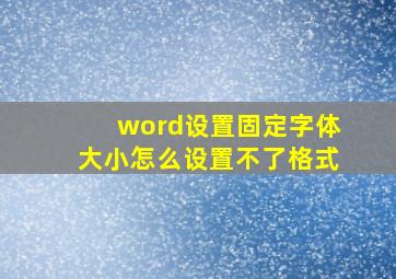 word设置固定字体大小怎么设置不了格式