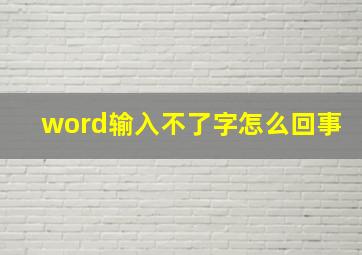 word输入不了字怎么回事