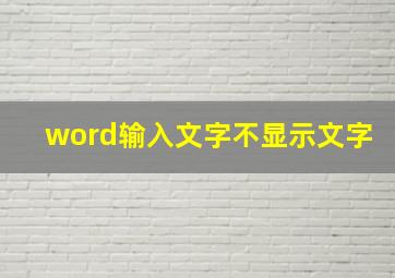 word输入文字不显示文字