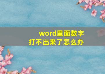 word里面数字打不出来了怎么办