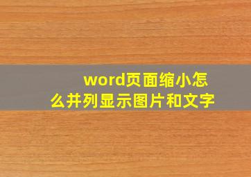 word页面缩小怎么并列显示图片和文字