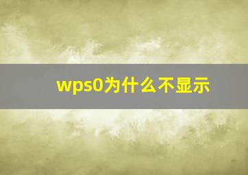 wps0为什么不显示