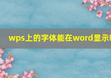 wps上的字体能在word显示吗