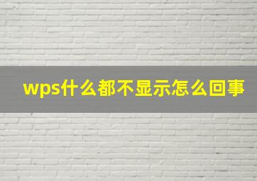 wps什么都不显示怎么回事