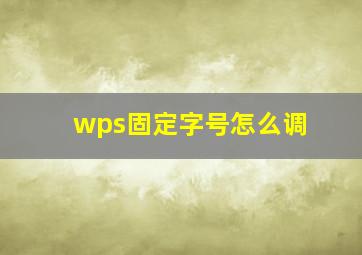 wps固定字号怎么调