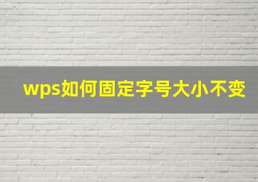 wps如何固定字号大小不变