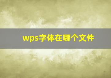 wps字体在哪个文件