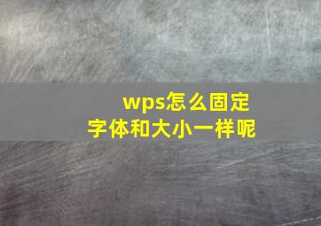 wps怎么固定字体和大小一样呢