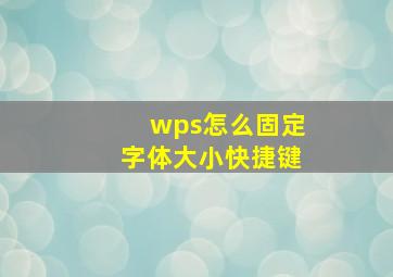 wps怎么固定字体大小快捷键