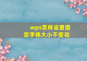 wps怎样设置固定字体大小不变动