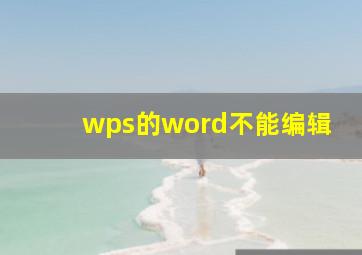 wps的word不能编辑