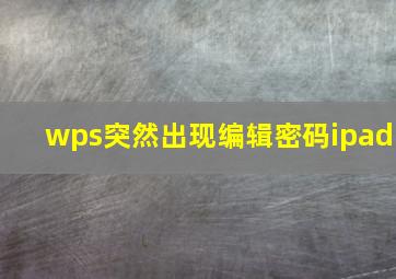 wps突然出现编辑密码ipad