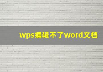 wps编辑不了word文档