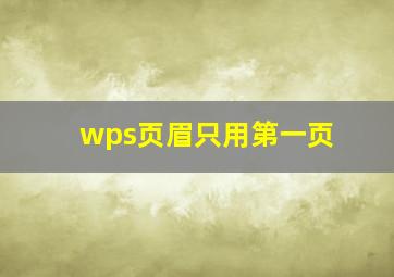 wps页眉只用第一页