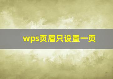 wps页眉只设置一页