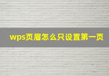 wps页眉怎么只设置第一页