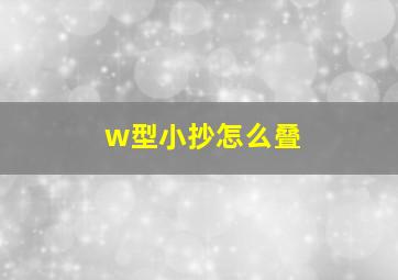 w型小抄怎么叠