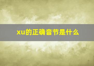 xu的正确音节是什么