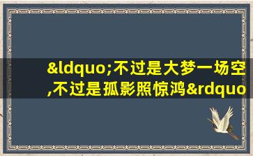 “不过是大梦一场空,不过是孤影照惊鸿”