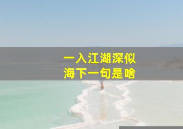 一入江湖深似海下一句是啥