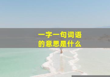 一字一句词语的意思是什么