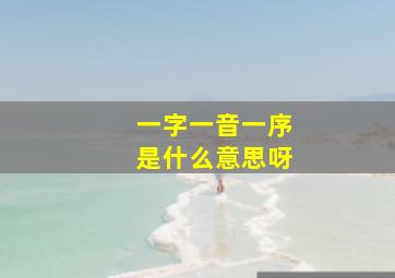 一字一音一序是什么意思呀