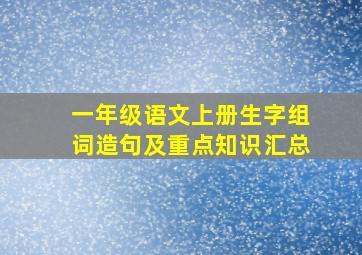 一年级语文上册生字组词造句及重点知识汇总