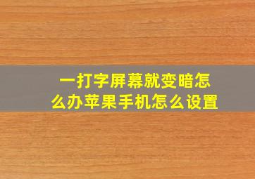 一打字屏幕就变暗怎么办苹果手机怎么设置