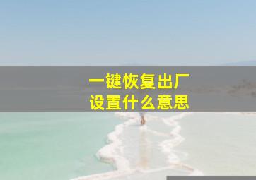 一键恢复出厂设置什么意思