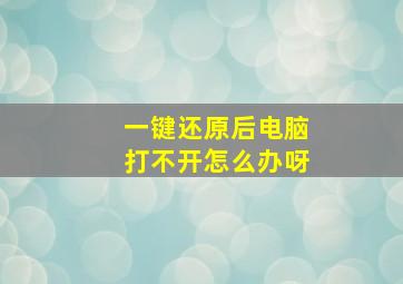 一键还原后电脑打不开怎么办呀