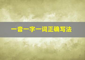 一音一字一词正确写法