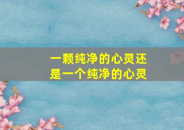 一颗纯净的心灵还是一个纯净的心灵