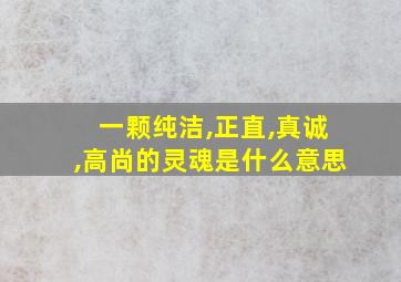 一颗纯洁,正直,真诚,高尚的灵魂是什么意思