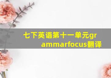 七下英语第十一单元grammarfocus翻译