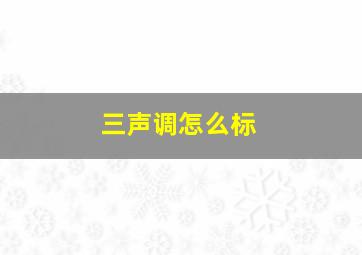 三声调怎么标