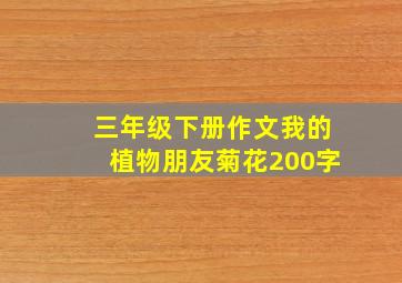 三年级下册作文我的植物朋友菊花200字